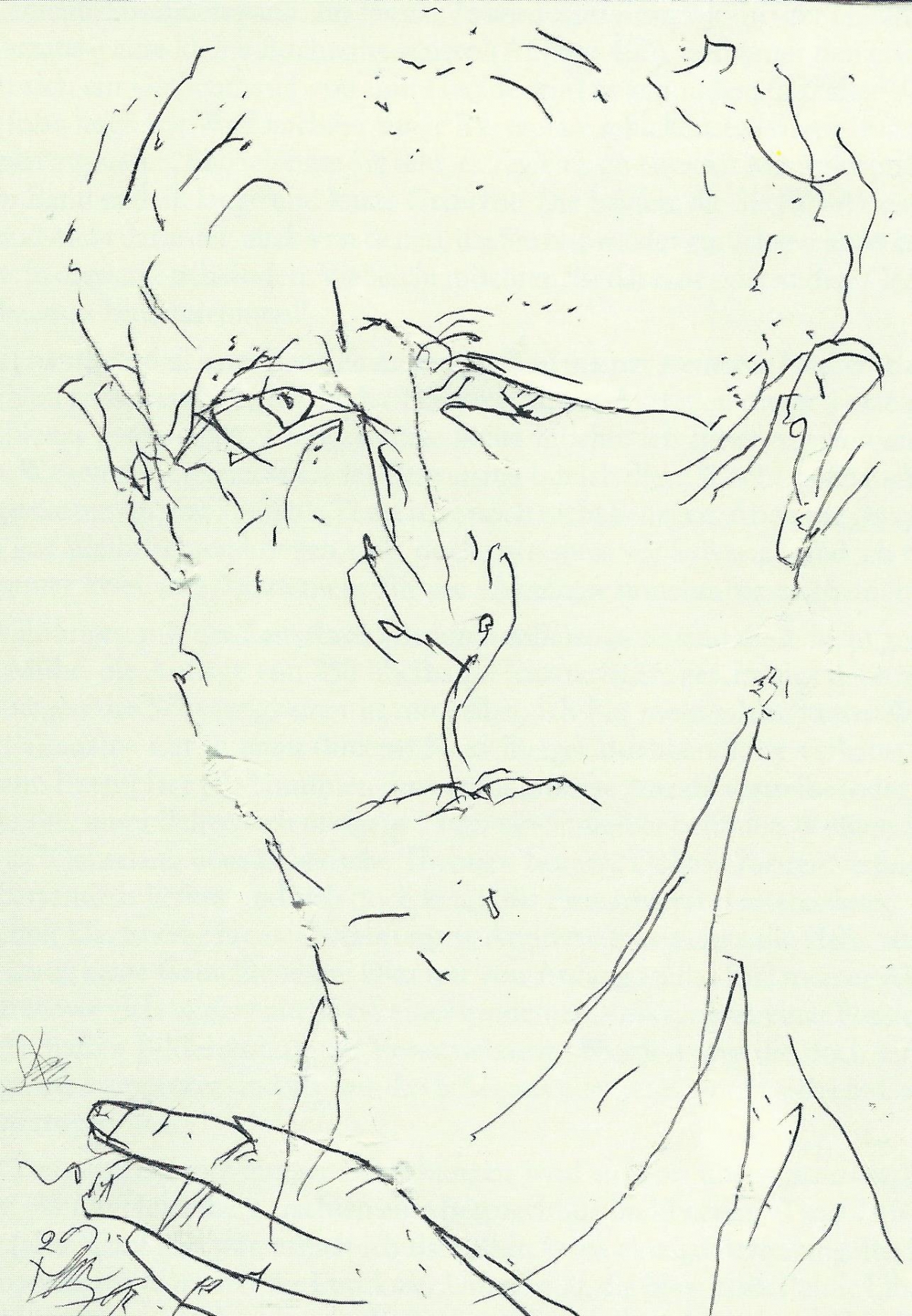 Portraets von Gefaehrten Hans Bender (1979), gezeichnet von Dieter Stein