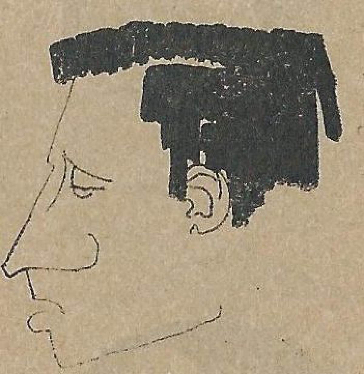Portraets von Walter Mehring Zeichnung von Rolf Herschel für ein Programmheft der Leipziger Pfeffermühle