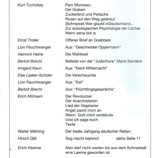 Programmheft "De verbrannten Dichter" von Walter Stapper, Seite 2