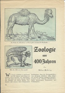 Walter Mehring: Zoologie vor 400 Jahren; erschienen in: Der Uhu, Februar 1929, S. 58